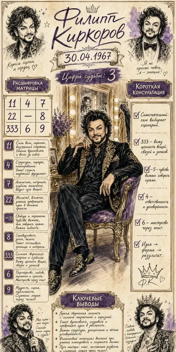 Нумерологический постер Филиппа Киркорова