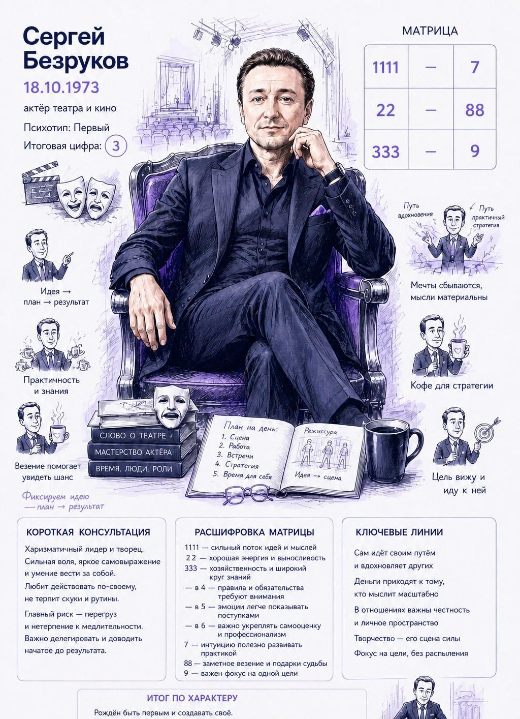 Нумерологический постер Сергея Безрукова